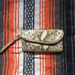 Faux Snakeskin Wristlet
